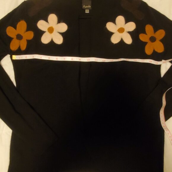 Aaeda Women's Size Small Black Floral Felt Cardigan, Boho Y2K - Picture 8 of 11